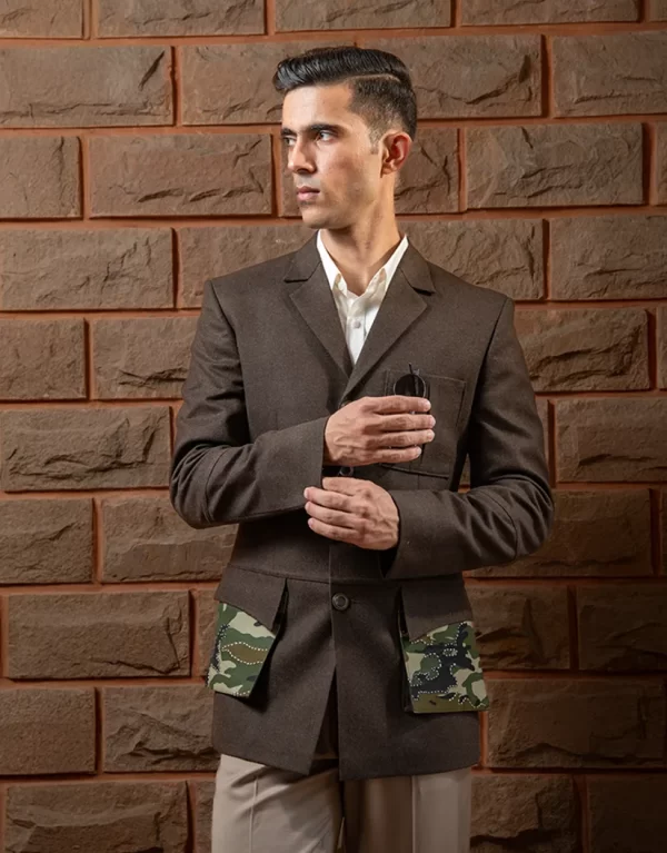 High Command Mocha Brown Luxury Blazer Set